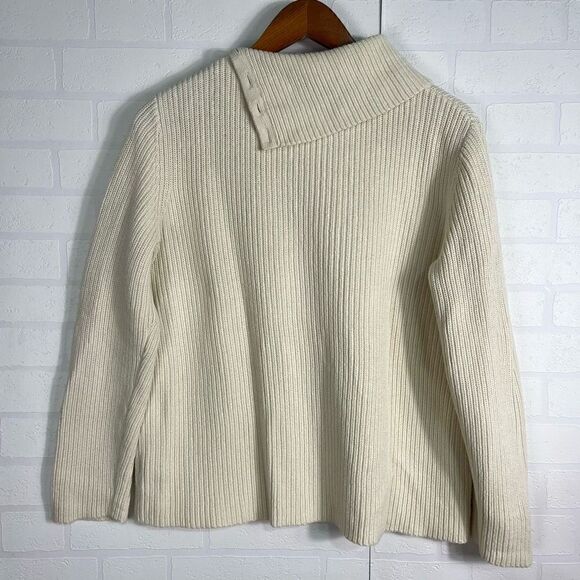 Lauren Ralph Lauren Knit Sweater Size small Ivory Ribbed - Picture 8 of 10